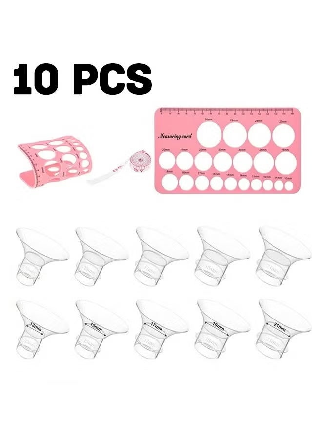 جمال حشوات مضخة الثدي، 7 قطع طقم تحديد مقاس الثدي (13 ملم، 15 ملم، 17 ملم، 19 ملم، 21 ملم) مع مسطرة قياس الحلمة، حشوات سيليكون للرضاعة خالية من BPA متوافقة مع موم كوزي S12/S9 وسبيكترا، محول مقاس مضخة الثدي لتصغير قمع 24 ملم، ملحقات شفاط الحليب الأساسية للأمهات (شفاف) - Image 1